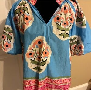 Umgee Floral Blue Women's Top